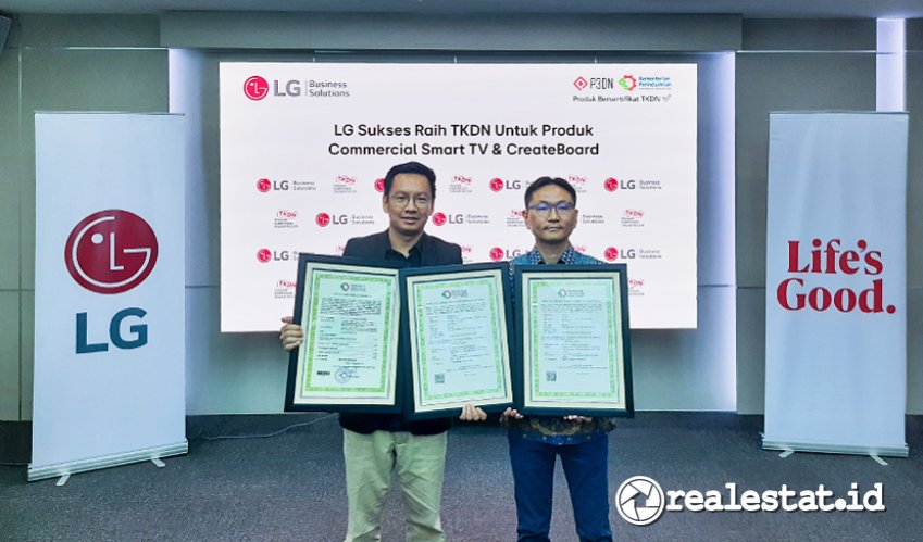 LG Indonesia raih Tingkat Komponen Dalam Negeri (TKDN) bagi dua produk di lini bisnis Digital Display, yakni Commercial Smart TV dan CreateBoard-RealEstat.id LG Indonesia raih Tingkat Komponen Dalam Negeri (TKDN) bagi dua produk di lini bisnis Digital Display, yakni Commercial Smart TV dan CreateBoard-RealEstat.id