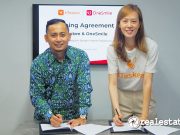 Lewat Aplikasi OneSmile, bTaskee Hadirkan Solusi Rumah Tangga Bagi Warga BSD City Signing Agreement Yohanes Zega CEO OneSmile Diana Liudin Marketing Manager bTaskee Realestat.id dok